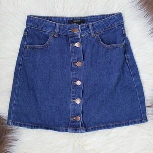 Forever 21 Blue Denim Button-Front Mini Skirt – Size S